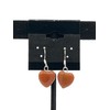Natural Orange Aventurine Gemstone Heart Beaded Sterling Silver Dangle Earrings