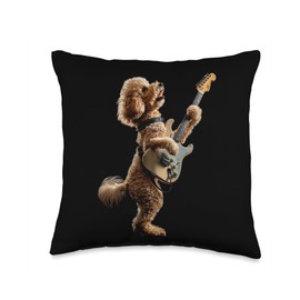 Poodle Guitar Throw Pillow