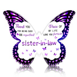 YINSSA Sister In Law Birthday Gifts For Sister Butterfly Gifts For Women Friendship Birthday Mothers Day Wedding Gift Thank You Gift For Sisters Acrylic Butterfly Decorative Signs Plaques