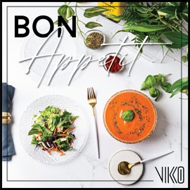 Vikko Elegant Textured Glass Plates - Set of 4 Stackable Salad & Dessert Plates, 8.5 Inch, Dishwasher Safe