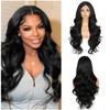 Sapphirewigs Lace Front Wig Synthetic Black 13x4 Body Wave Kanekalon