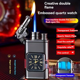 Windproof Lighter Vintage Watch Bezel Jet Flame Torch, Jet Torch Butane Lighter Faucet Eagle Head Design (butane Not Included) - Color: Black Matte, Style: Eagle shape
