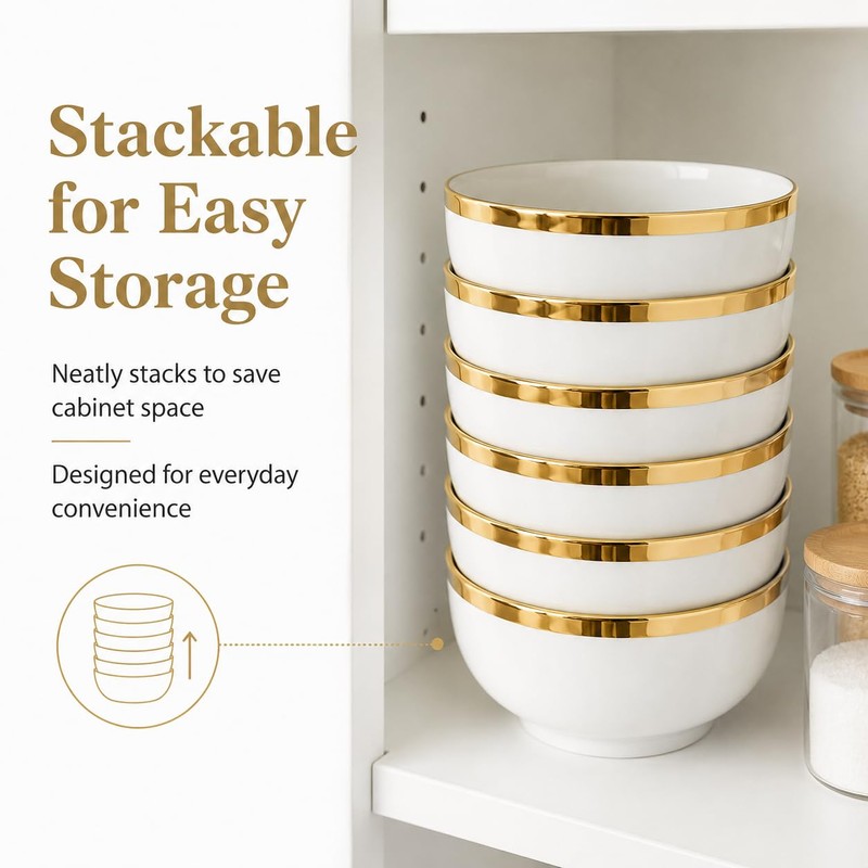 Loymokinar 20 oz Ceramic Bowls Set of 6 – Modern