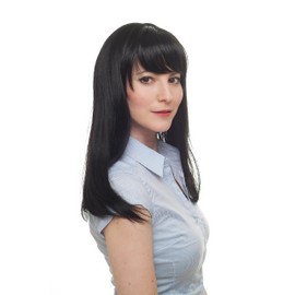 WIG ME UP - 9250-1B Women's Wig Black Long Straight Hair Bangs Hairstyle