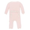 KicKee Pants Solid Muffin Ruffle Coverall with Zipper (Macaroon with