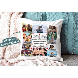 PR Print Royal Cushion with Filling - Photo Collage - My Best Friend - Design Yourself with Ten Photos - Gift Idea for Girlfriends - Colour Cushion Back Pink 40 x 40 cm
