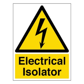V Safety Electrical Isolator - Portrait 150 x 200mm - 1mm Rigid Plastic Safety Sign