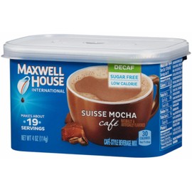 Maxwell House International Sugar-Free Decaf Suisse Mocha Beverage Mix, 4 oz Tub, 4 Pack, 2 Packages (4 Tubs)