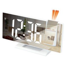 CAVIGLTE Despertador con Pantalla Led, Reloj Despertador con 6 Modos de Visualización, Reloj Digital con Proyección Giratoria de 180, Despertador Inteligente, Reloj Despertador Digital