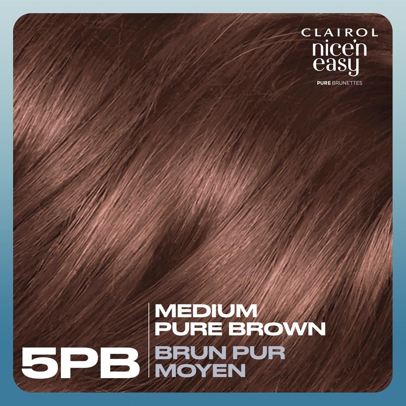 Clairol Nice'n Easy Pure Brunettes Permanent Hair Dye, 5PB Medium