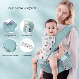 WSNDM Tragetuch Baby, 6 in1 Babytrage Neugeborene ab Geburt, Ergonomische Baby Trage, Baby-Tragetasche 6 Trage Positionen, Tragfähigkeit 20kg