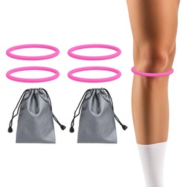 YELARXI Patella Band Silicone Knee Band, Patellar Tendon Support Strap with Storage Bag Fit for Knee Pain Ease Basketball Running Hiking Soccer Sports - (2 Set, Red)