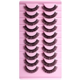 KEYRI 20 Pairs Cat Eyelashes Fluffy Russian Strip Lashes for Everyday or Exaggerated Make-up Lightweight D Curl Durable Natural Look Eyelash Clusters for Girls and Women (20 Pairs, Black)