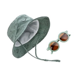 1 Piece Cartoon Sun Hat, with 1 Piece Sunglasses, Sun Protection Set for Children, Breathable Sun Hat, Adjustable Fishing Hat, Outdoor Sun Hat, Wide Brim Sun Hat