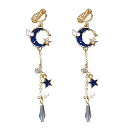 Feel Moon Angel Wings Crystal Earrings for Women Cute Moon Angel Gift, Crystal Metal