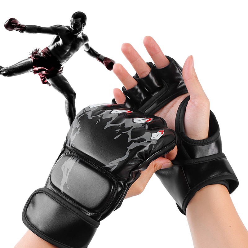 Half Finger Boxing Gloves Punching Bag Open Palms Fighting Kickboxing