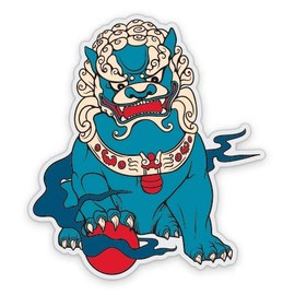 GT Graphics Shisha Japanese Guardian Dog - 8" Vinyl Sticker - for Car Laptop I-Pad - Waterproof Decal