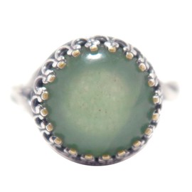 Satin Crystals Green Aventurine Ring Money Sterling Silver Adjustable Adjustable 6-8