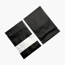 WACCOMT Pack Pack of 100 Matte Aluminium Foil Resealable Bags with Clear Window, Heat Sealable Mylar Zip Lock Bags for Storage (Matt Black, 8 x 12 cm (3.1 x 4.7 inches))