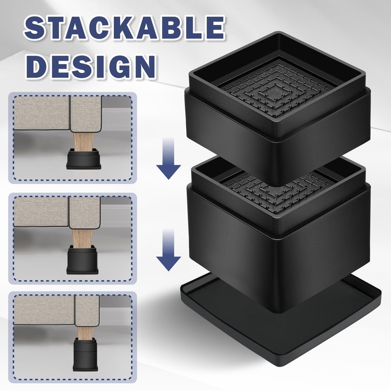 MixDora Bed Risers 2, 3 Inch Square Stackable Furniture Risers