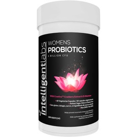 Intelligent Labs Women's 6 Billion CFU Probiotics With Crantiva Cranberry Extract and D-Mannose Powder, 60 Veg Capsules, Take 2 a Day For Urinary Tract Infections