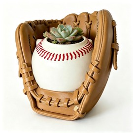 Baseball Succulent Planter 4.7in, Pen Holder, Sports Gift for Dad
