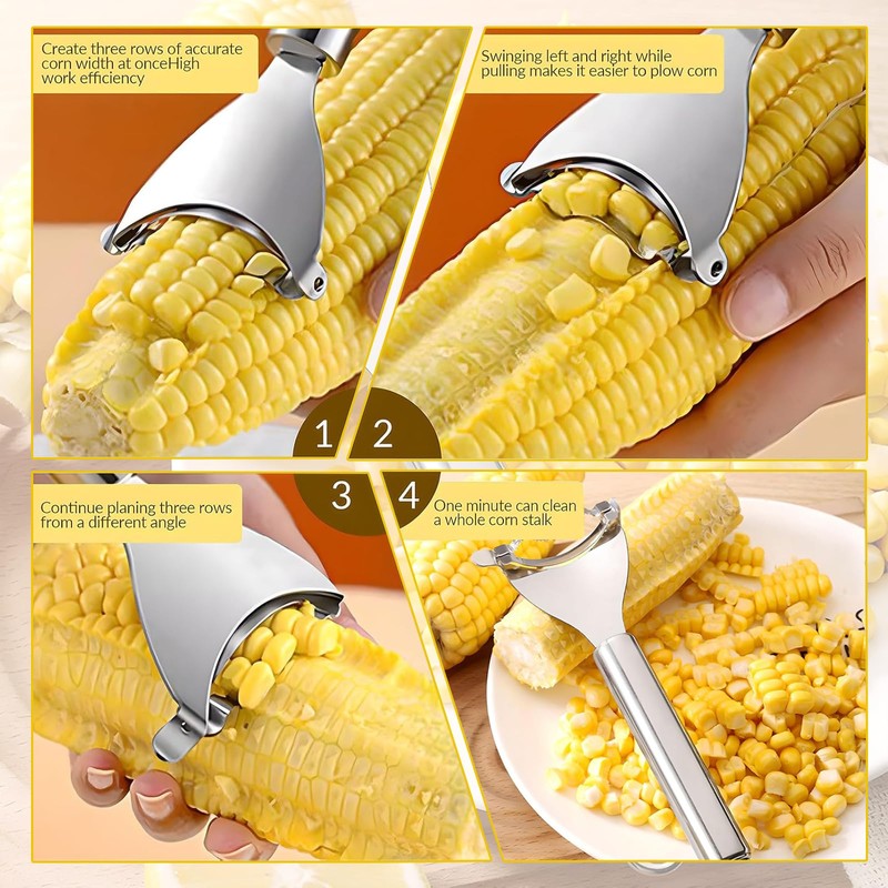 Gzcnsel Stainless Steel Corn Peeler, ​Magic Corn Cob Stripper Tool