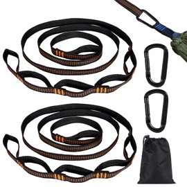 2 Stück Hängematte Befestigung Set, 2 m x 2,5 cm Aufhängung Gurte mit 2 Hakenkarabinern + 1 Aufbewahrungstasche, 300 kg Tragfähigkeit für Hängematte, Schaukel, Hängesessel - Camping, Outdoor, Reise