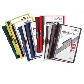 Durable HUNKE & Yoke Clamp Clip Folder 60, Hard Foil, 60 Pages, Clear/Dark Blue