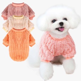 Pet Sweaters, Pack of 2 or 3, Ultra Soft and Warm Dog Clothes, Cat Coat, Jacket for Small or Medium Dogs, Boy or Girl (Ivory, Pink, Coral, X-Small)