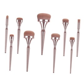 WOONEKY Electroplating Makeup Brush Set 9pcs Full Kit Cream Blush Brush for Women