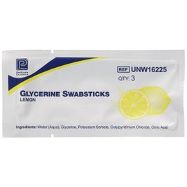 75 Mouth Cleaning Swabs. Lemon flavoured swab ideal for gentle mouth cleaning and hydration. Size 25 Sachets x 3 Swabs