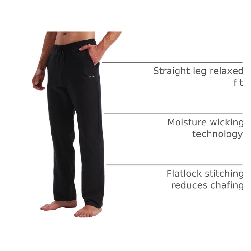 Willit Men's Cotton Yoga Sweatpants Athletic Pants Open Bottom Exercise