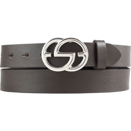 BELTINGER Emil Women's Belt Made of Full Cowhide Leather, 3 cm, Slim Leather Belt for Women, 30 mm, Shiny Silver, Brown, silver