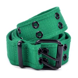 boxed-gifts Solid Color Military and Casual Canvas Belt, Double Grommet Unisex Belt for Men and Women - Green