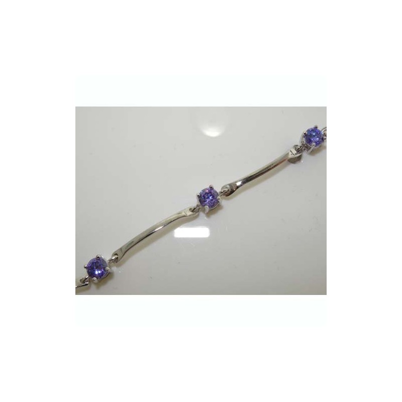 LBG Ladies Solid Sterling Silver Gemset 7" Bracelet Bangle