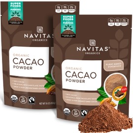 Navitas Organics Cacao Powder, 16 oz. Bags (Pack of 2) — Organic, Non-GMO, Fair Trade, Gluten-Free (19-002)