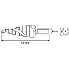 PFERD HSS Step Drill | 9 Steps Diameter 4-12 mm, 3-Flat Shank Diameter 6 mm | 25201036 - for Burr-free Drilling
