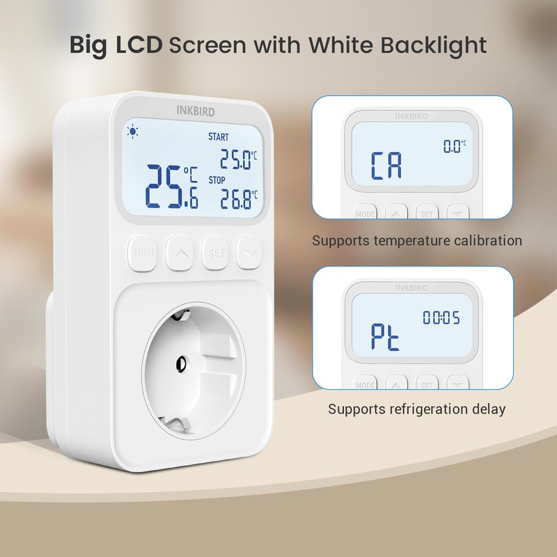 Inkbird ITC-C216T Thermostat Socket, Temperature Controller with Sensor, Temperature Controller