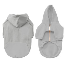 meioro Hoodies for Dogs Warm Zipper Hooded Pet Clothes Sweater Dog Cat T-Shirt Cute Pet Hoodies Apparel French Bulldog Pug (M, Grey)