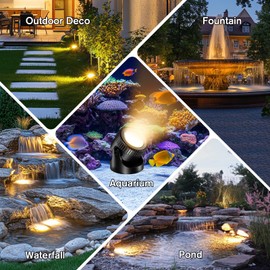 POPOSOAP Pond Lights, 6-in-1 Warm White Underwater Pond Lights, IP68 Waterproof LED Landscape Spotlights for for Pond, Garden, Patio, Fountain, Pool, Waterfall Decoration(6 Head Lamps)