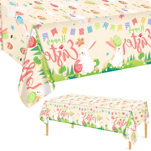 1pcs Easter Tablecloth, 107.87x53.94 Inch Plastic Easter Party Tablecloth Rectangle