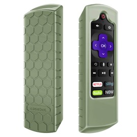 CaseBot Remote Case for Roku Voice, Roku Express HD / 4K+, Ultra LT Enhanced Voice, Express 3930, Premiere+ 3921, Streaming Stick+ Remote, Honey Comb Anti Slip Shockproof Silicone Cover, Sage Green