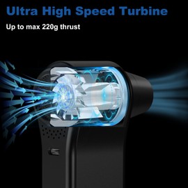 Secheer Cordless Alloy Electric Air Duster, 65m/s Wind Speed Super Power Turbo Fan, 4 Gear Adjustable Compressed Air Duster SCTF-001, Black