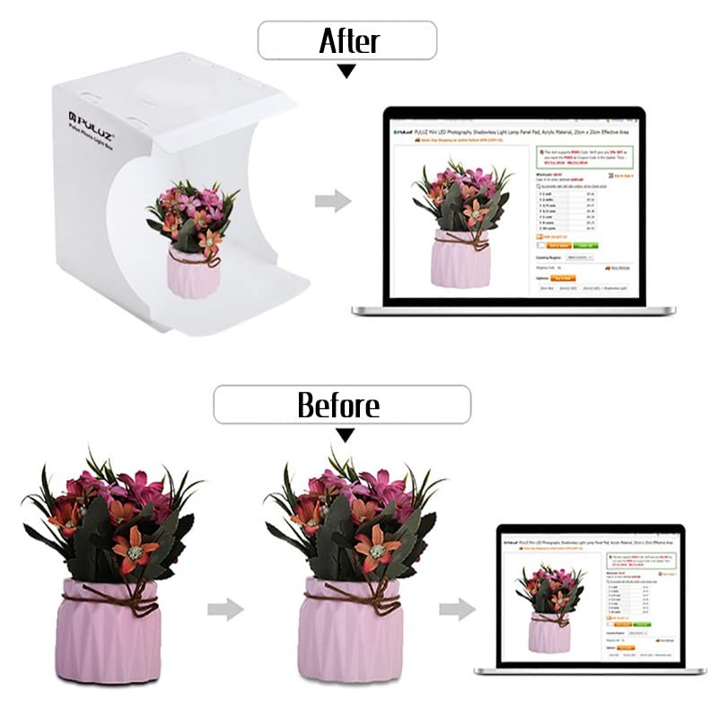 AIMALL Adjustable Mini Photo Studio Light Box with LED Lighting,
