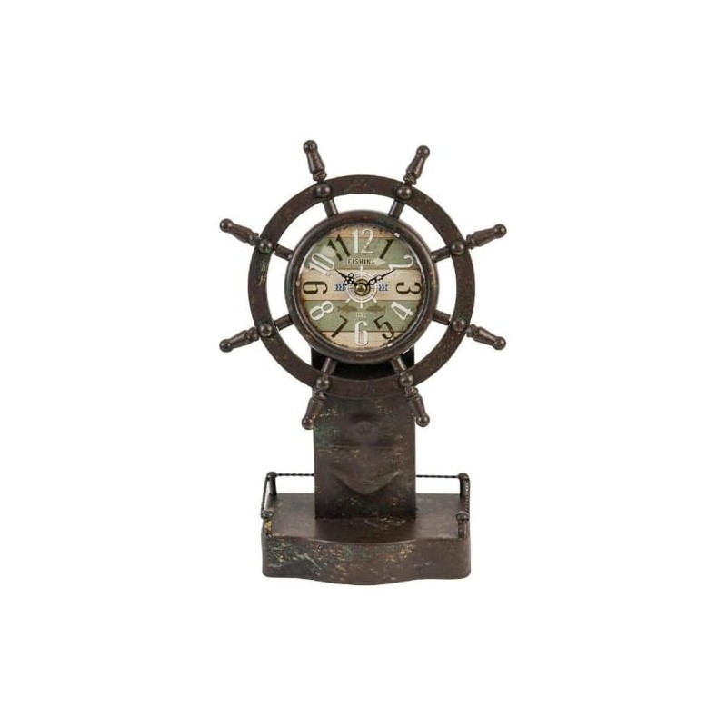 Hometime Metal Mantel Clock - Ships Wheel