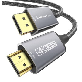 UANTIN 4K DisplayPort to HDMI Cable 6Ft, Uni-Directional Only, DP 1.2 (Source) to HDMI 1.4 (Display), 4K@30Hz, 2K@60Hz, Display Port Braided Cord for AMD, NVIDIA, Dell, Monitor