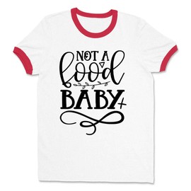 Not a Food Baby Pregnancy Ringer Tee Shirt Unisex Small White/Red