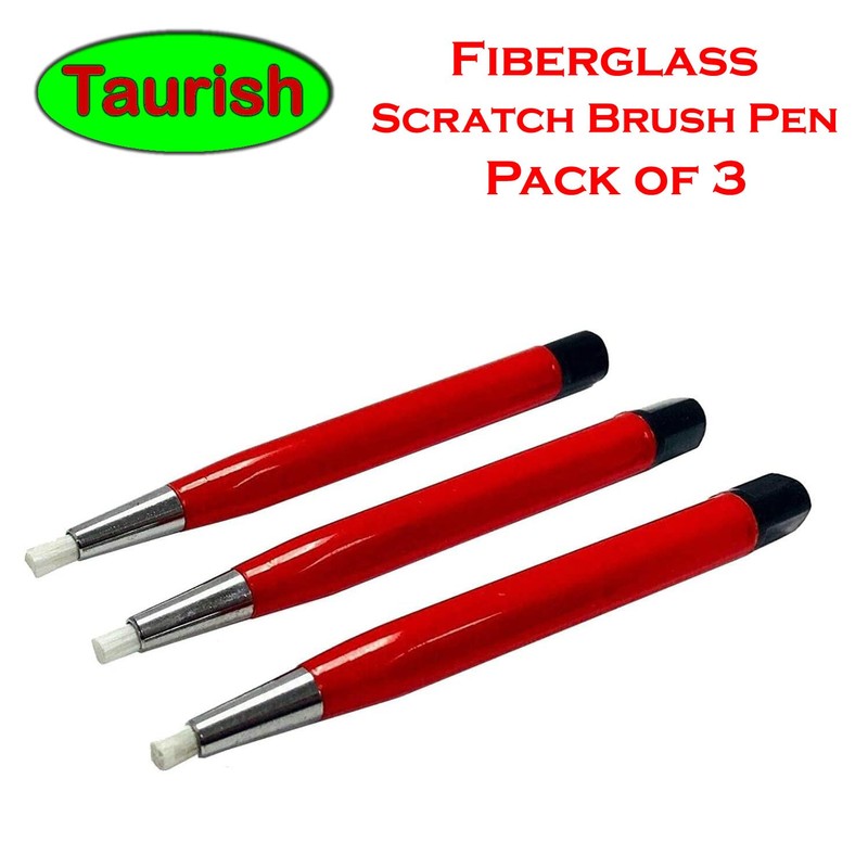 TAURISH Fiberglass Scratch Brush Pen 3 Pack Jewelry Watch Coin