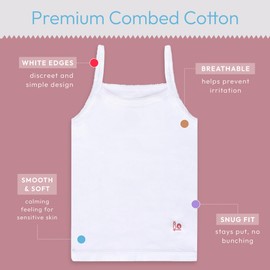 Feathers Girls Undershirts Tagless Camisoles - 5 pk Super Soft Cotton Cami Girls Tank Tops (Size 7, White)